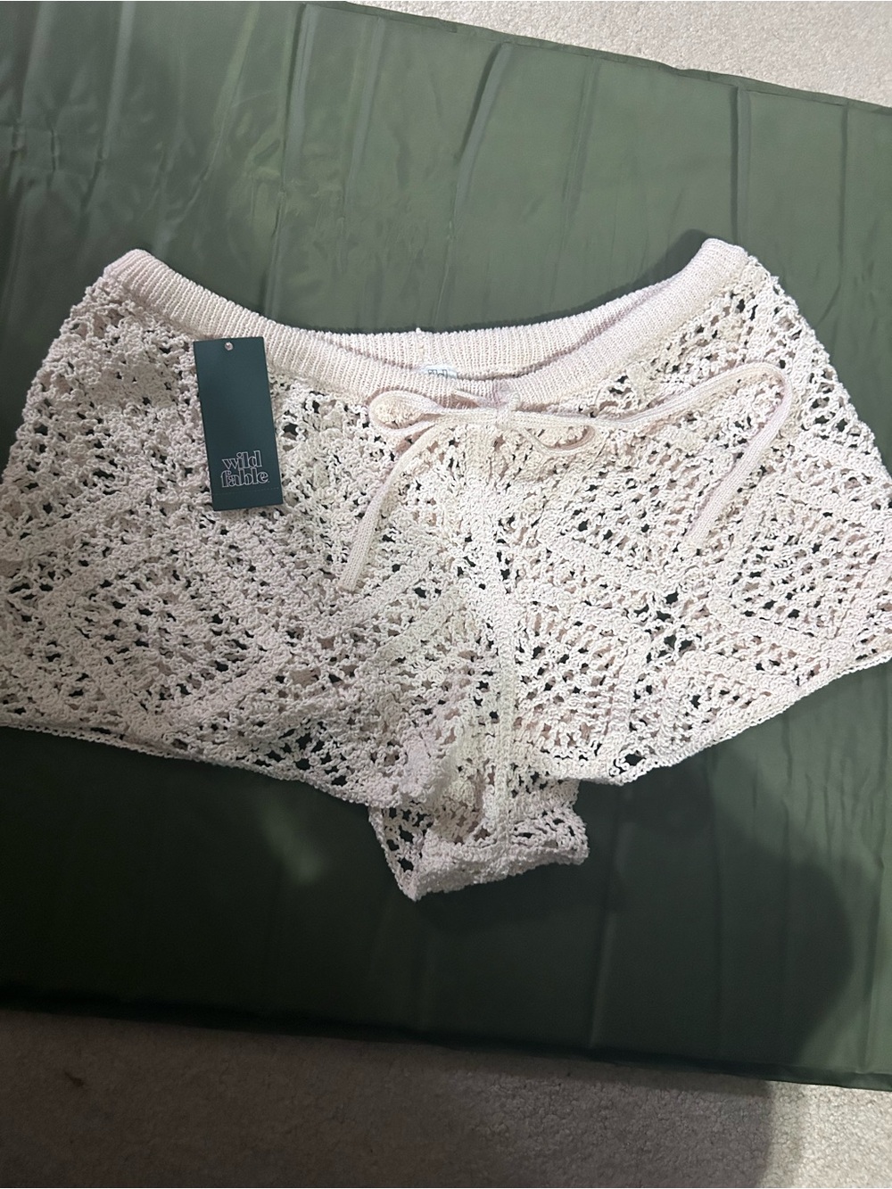 wild fable Cream Crochet Drawstring Shorts